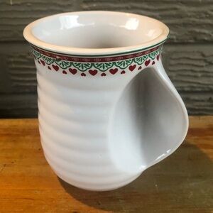 White Ceramic Right Handed Hand Warmer Coffee Mug DEI Dennis East